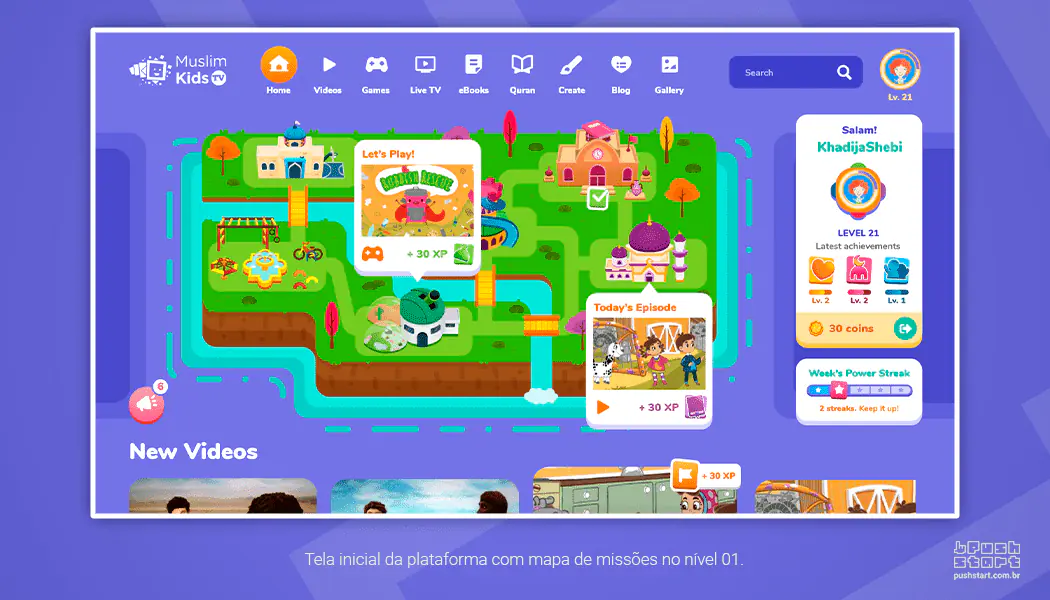 Muslim Kids TV - Tela inicial de mapa