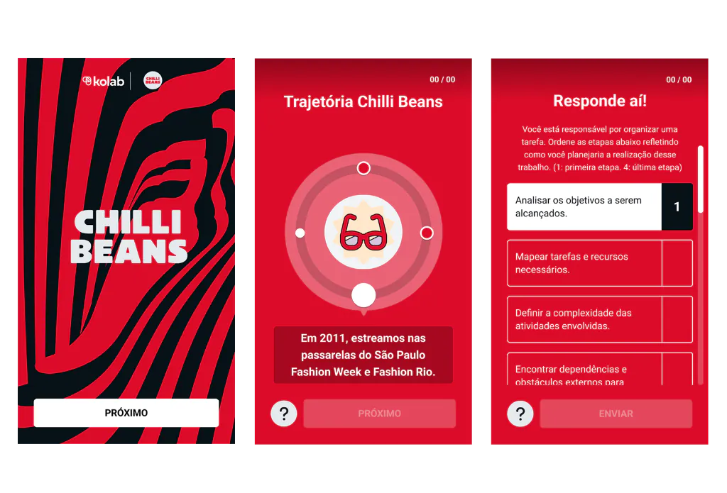 Interface interativa de Stories Avaliativos da Kolab com cases práticos e navegação vertical